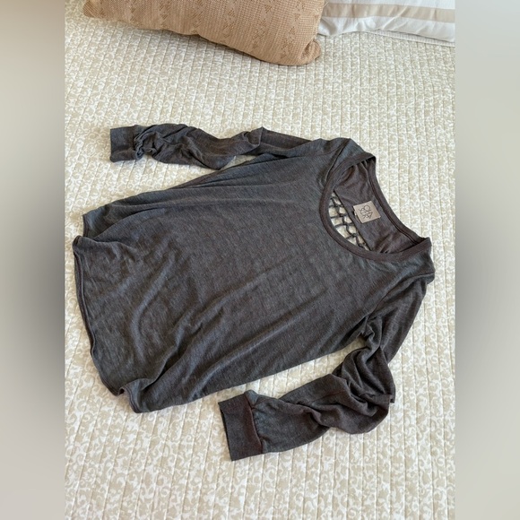 Chaser Grid Cage Back Knot Long Sleeve Tee | Acid Wash Gray | Y2K Vintage | M - Picture 4 of 16